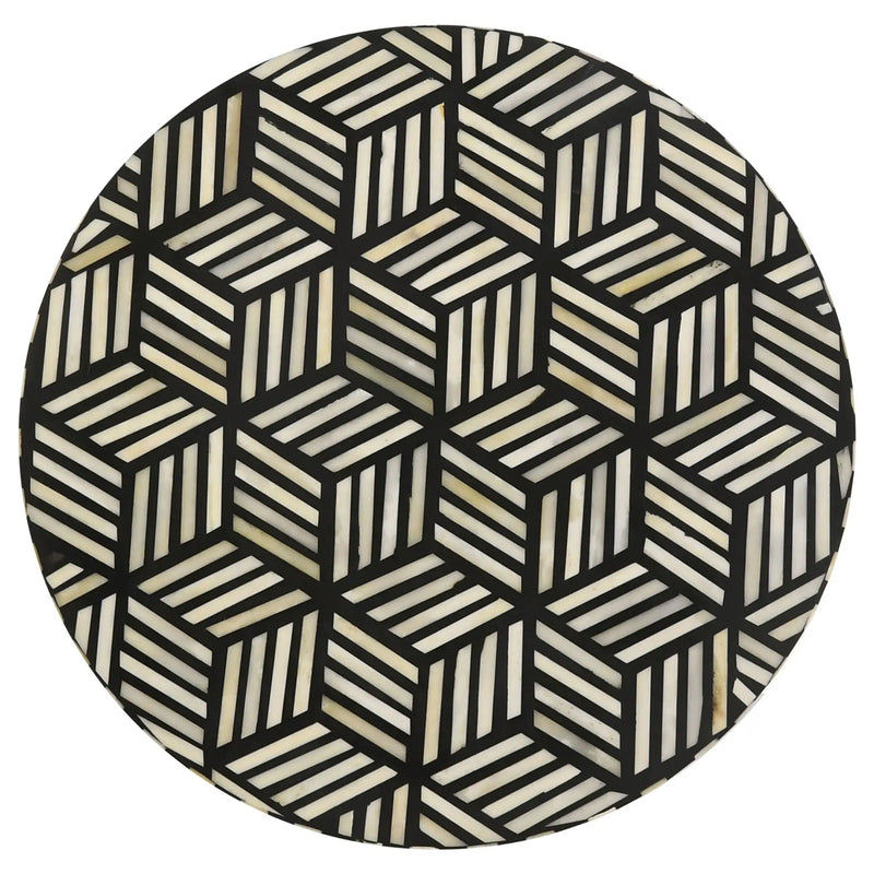 Xenia Round Bone Inlay Accent Side Table White and Gold by Unique Piece Furniture