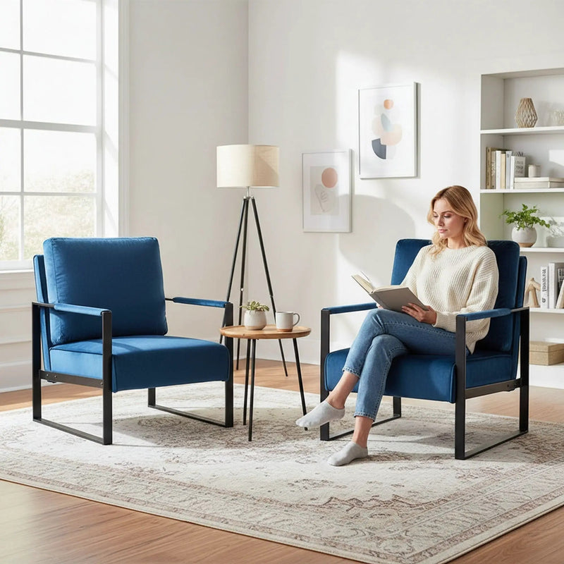 Classic Mid Century Modern Accent Chair With Durable Square Metal Frame, Armchair by Unique Piece Furniture