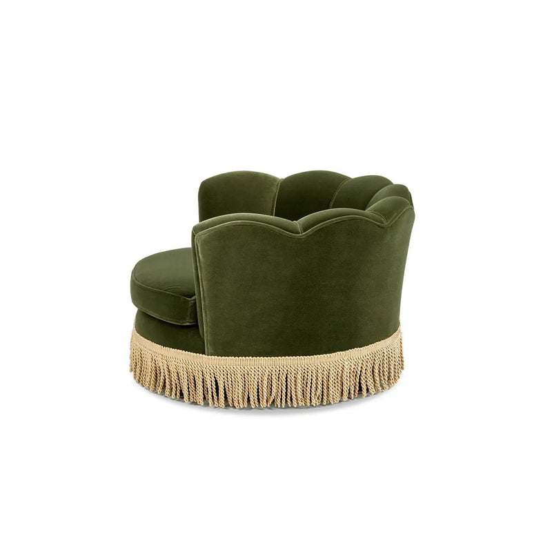 Clara 34.5" Scalloped Pet Sofa Bed - Medium, Olive by HouseOfZazla