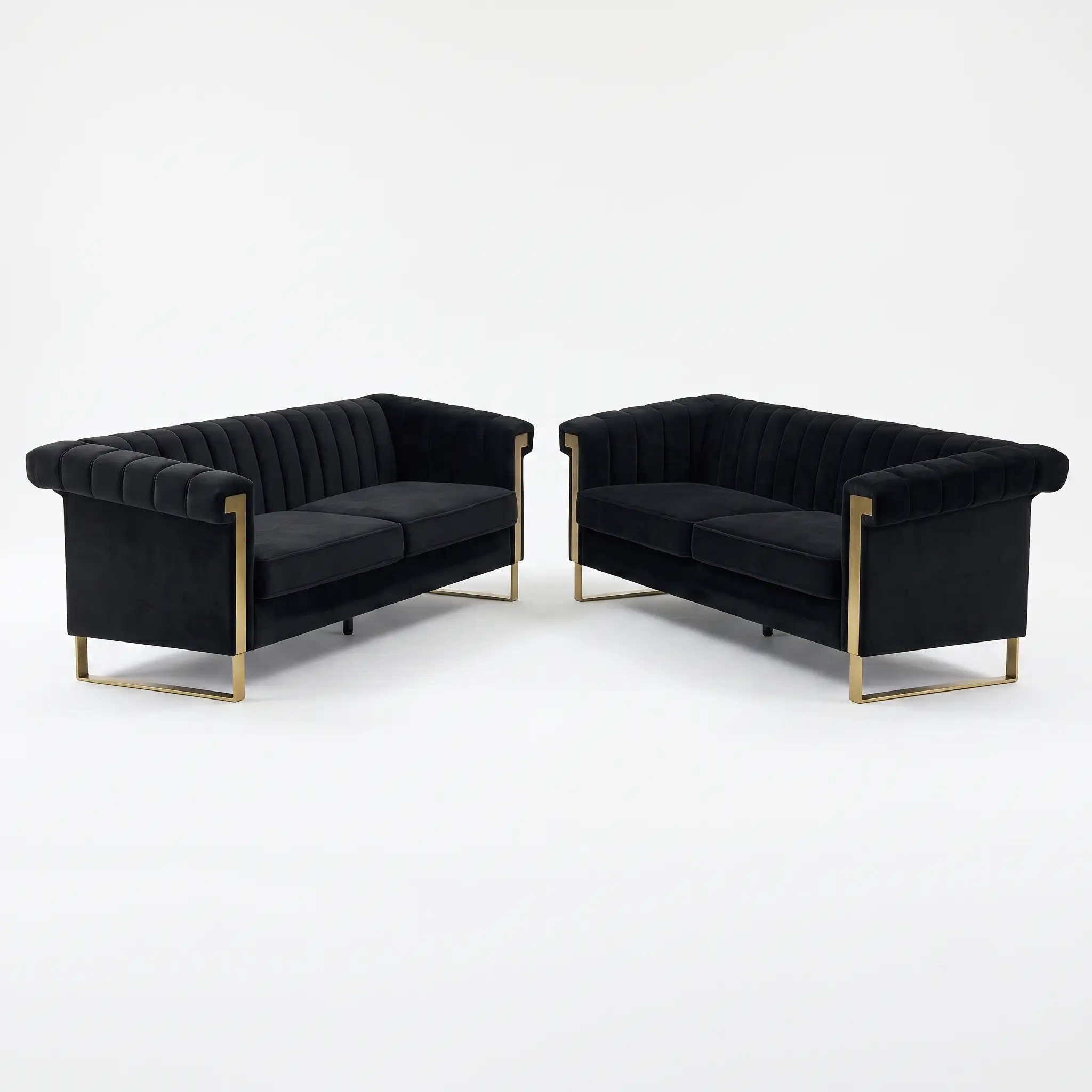 Black Velvet 2 Piece Sofa Set by HouseOfZazla