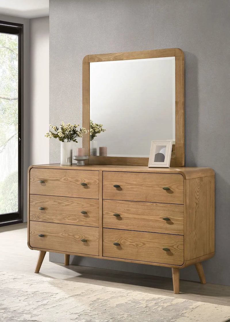 Robyn 6-drawer Bedroom Dresser and Mirror Light Ash by Unique Piece Furniture