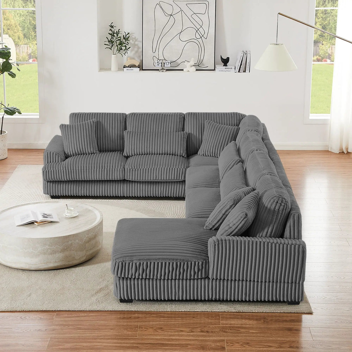 Oversized Sectional Sofa U - Shaped Sofa Couch Modern Sofa Upholstered In Soft With A Chaise Lounge For Living Room by HouseOfZazla