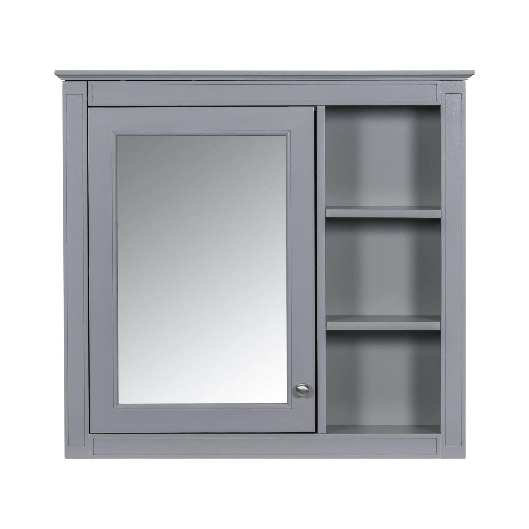 Bathroom Vanity With Medicine Cabinet, Royal Mirror Cabinet, Modern Bathroom Storage Cabinet With 2 Soft Closing Doors And 4 Drawers by HouseOfZazla
