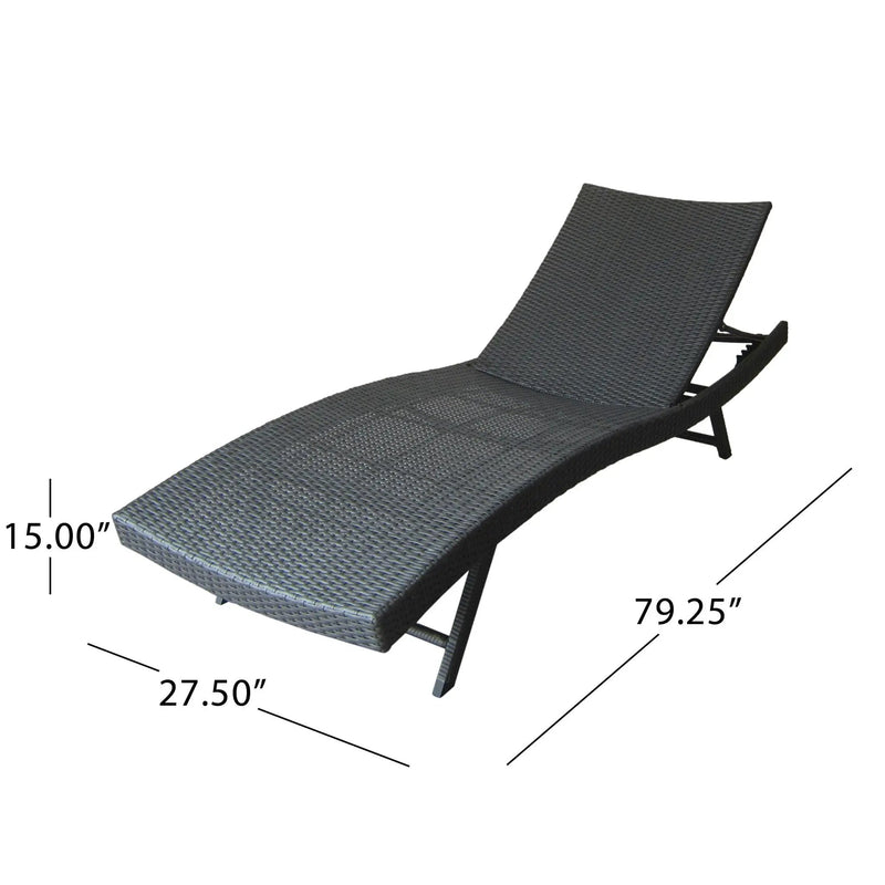 Wicker Chaise With Adjustable Reclining Seats (Set of 2) - Gray by HouseOfZazla
