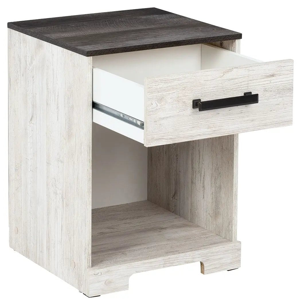 Shawburn - One Drawer Night Stand - Open Cubby - White / Black / Gray by Unique Piece Furniture