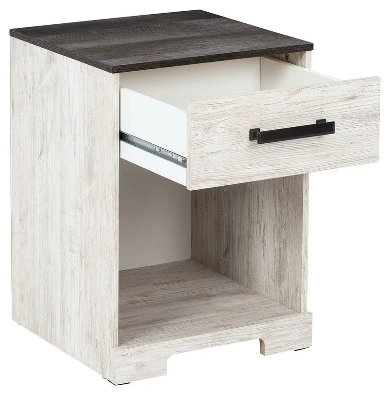 Shawburn - One Drawer Night Stand - Open Cubby - White / Black / Gray by Unique Piece Furniture