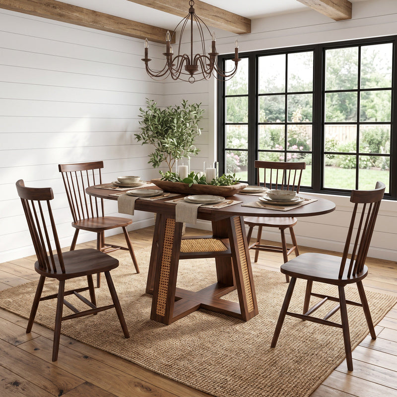 Extendable Round Dining Table for 4-6 with Storage Shelf - Particle Board, photo 5 of 10