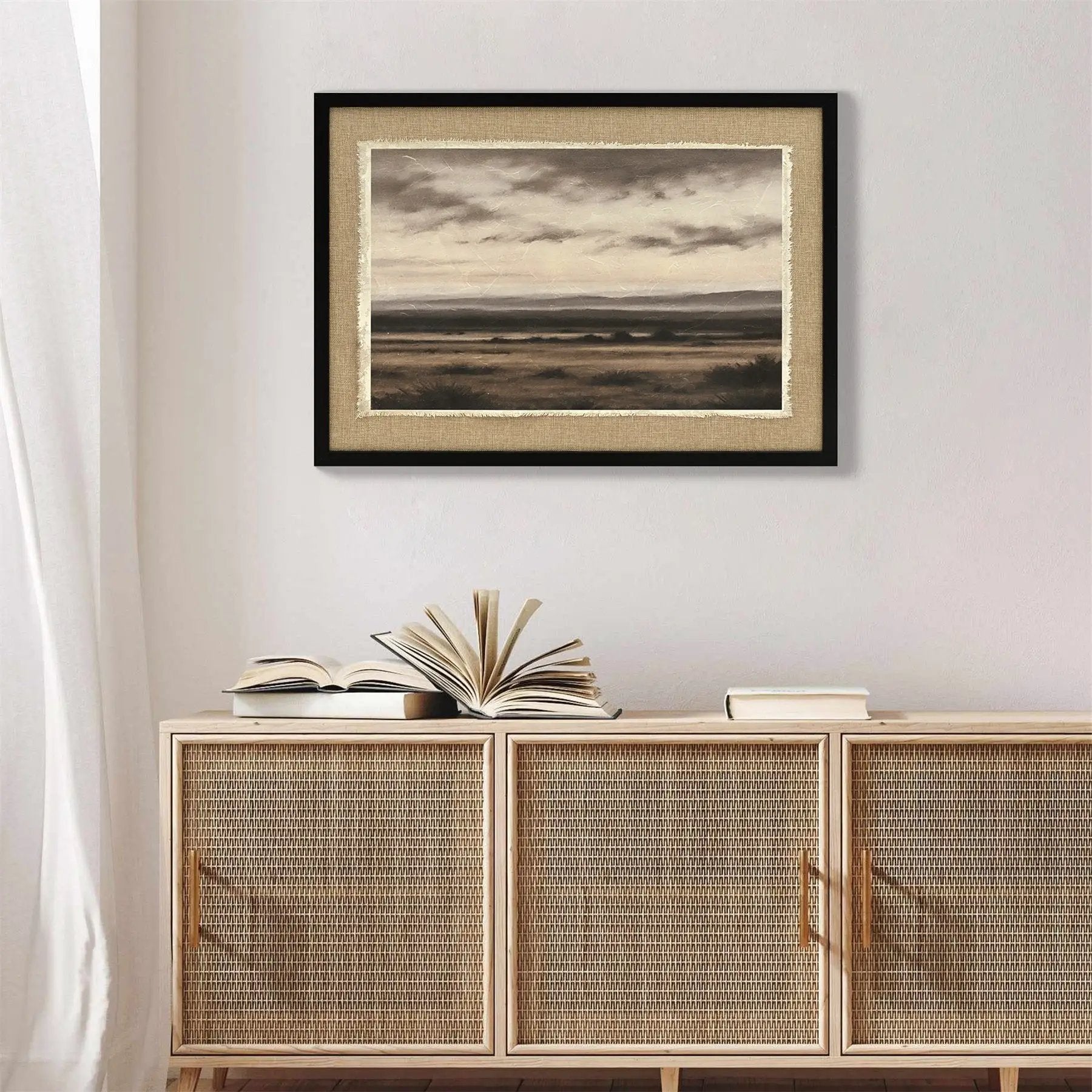 Vintage Landscape Large Framed Wall Art, 20x28 Inch Canvas Print by HouseOfZazla