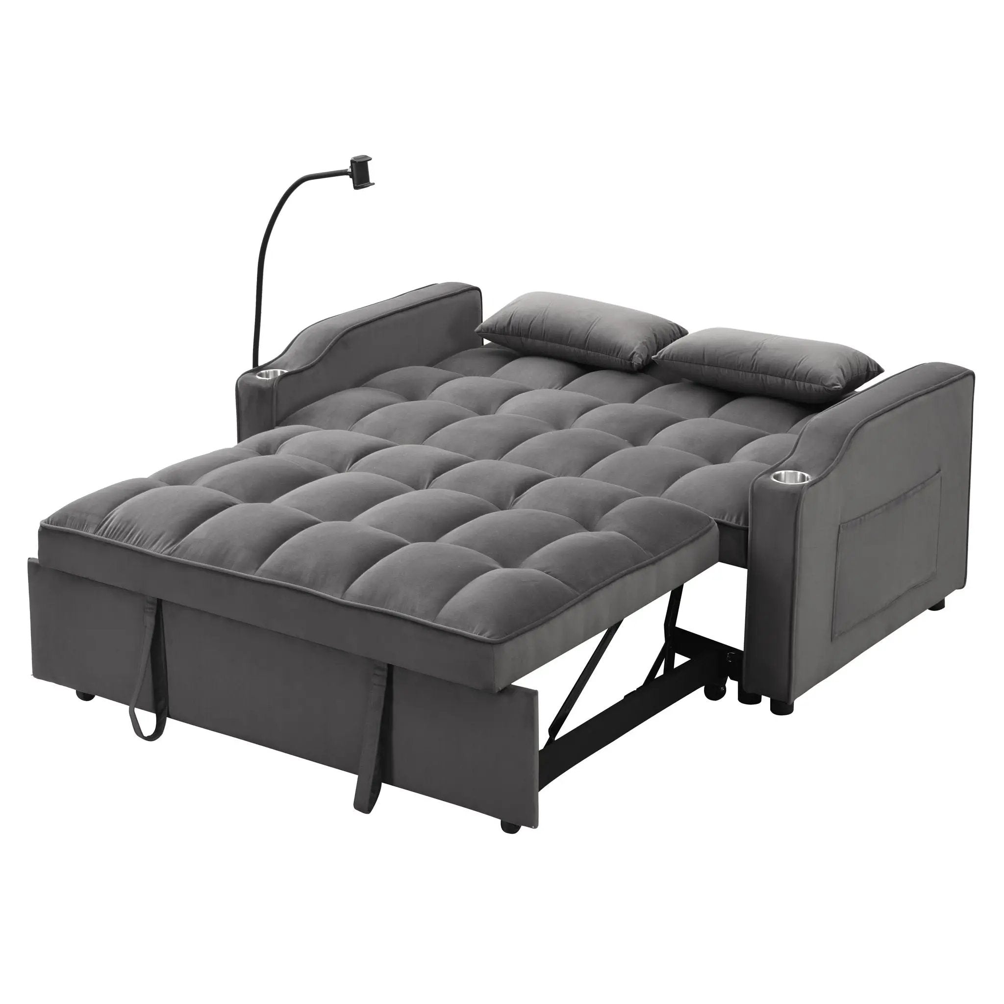 Sofa Bed With Trundle For Small Rooms - Dark Gray by Unique Piece Furniture