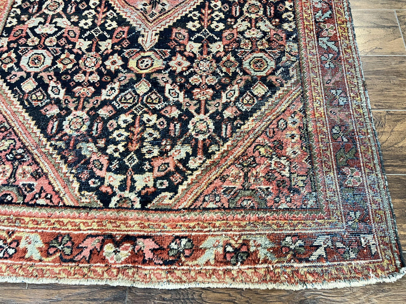 Antique Persian Mahal Rug 4x7, Wool Hand Knotted Tribal Geometric Carpet by Jewel Rugs