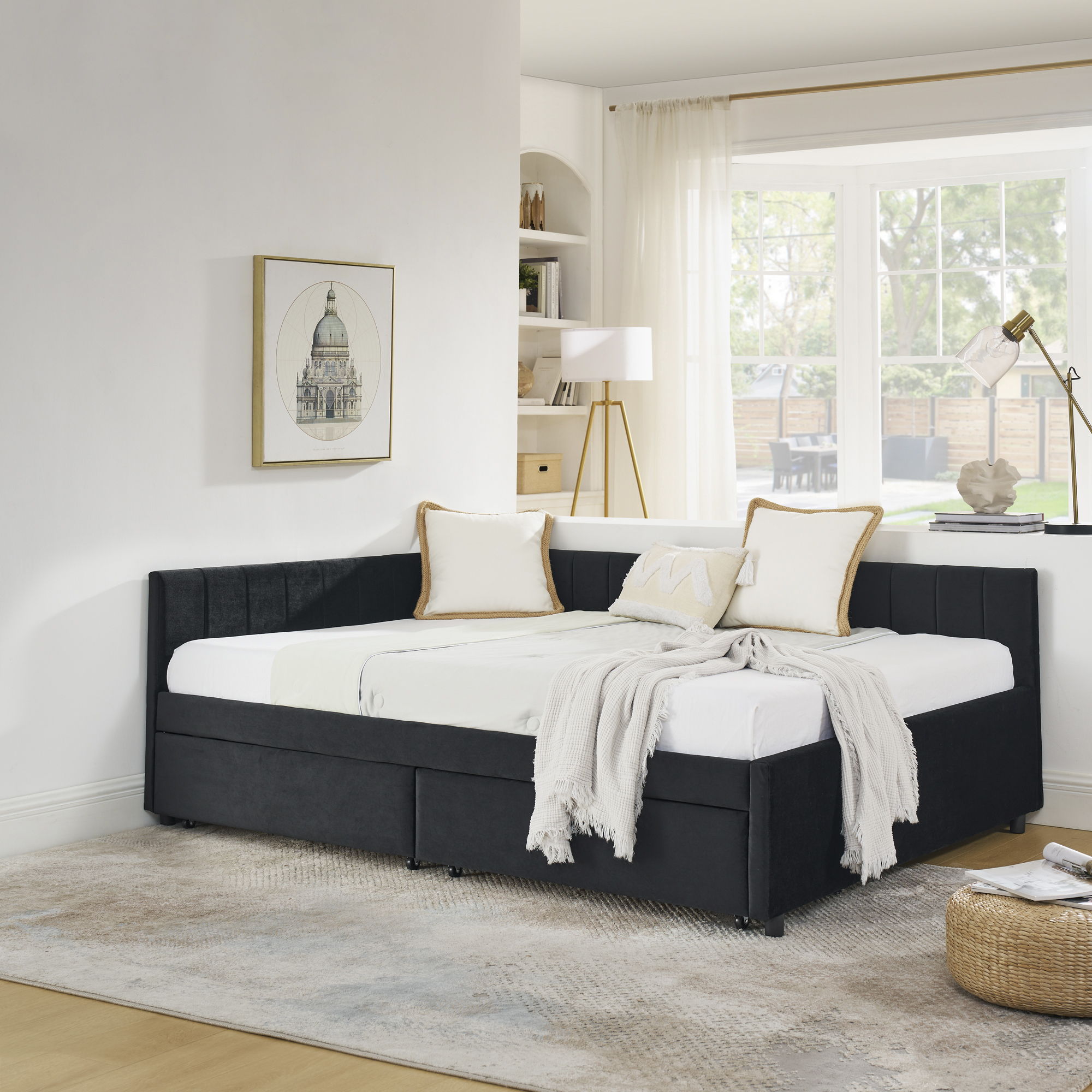Upholstered Tufted Daybed Frame With Storage Drawers by HouseOfZazla