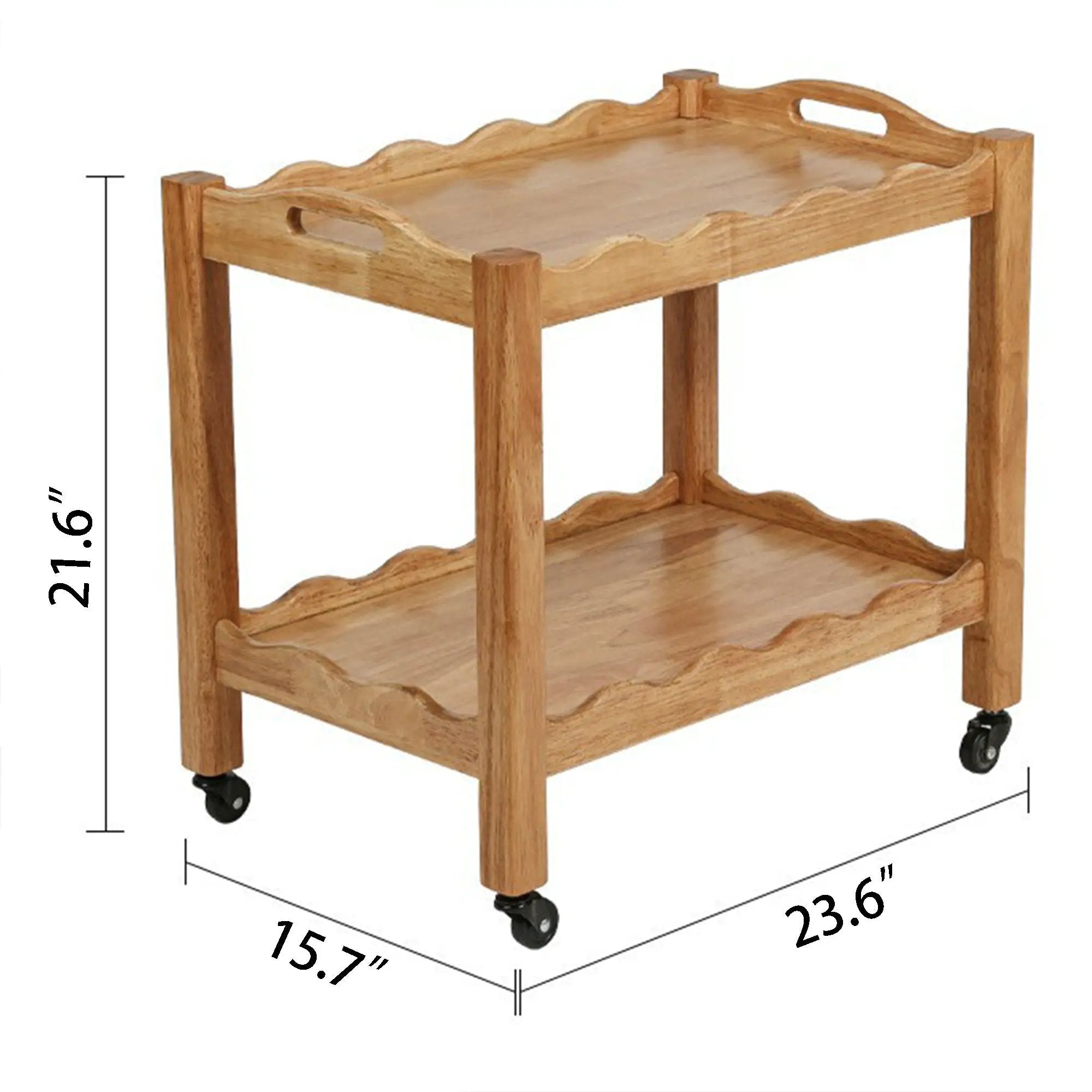 Solid Rubberwood Rolling Side Table by HouseOfZazla