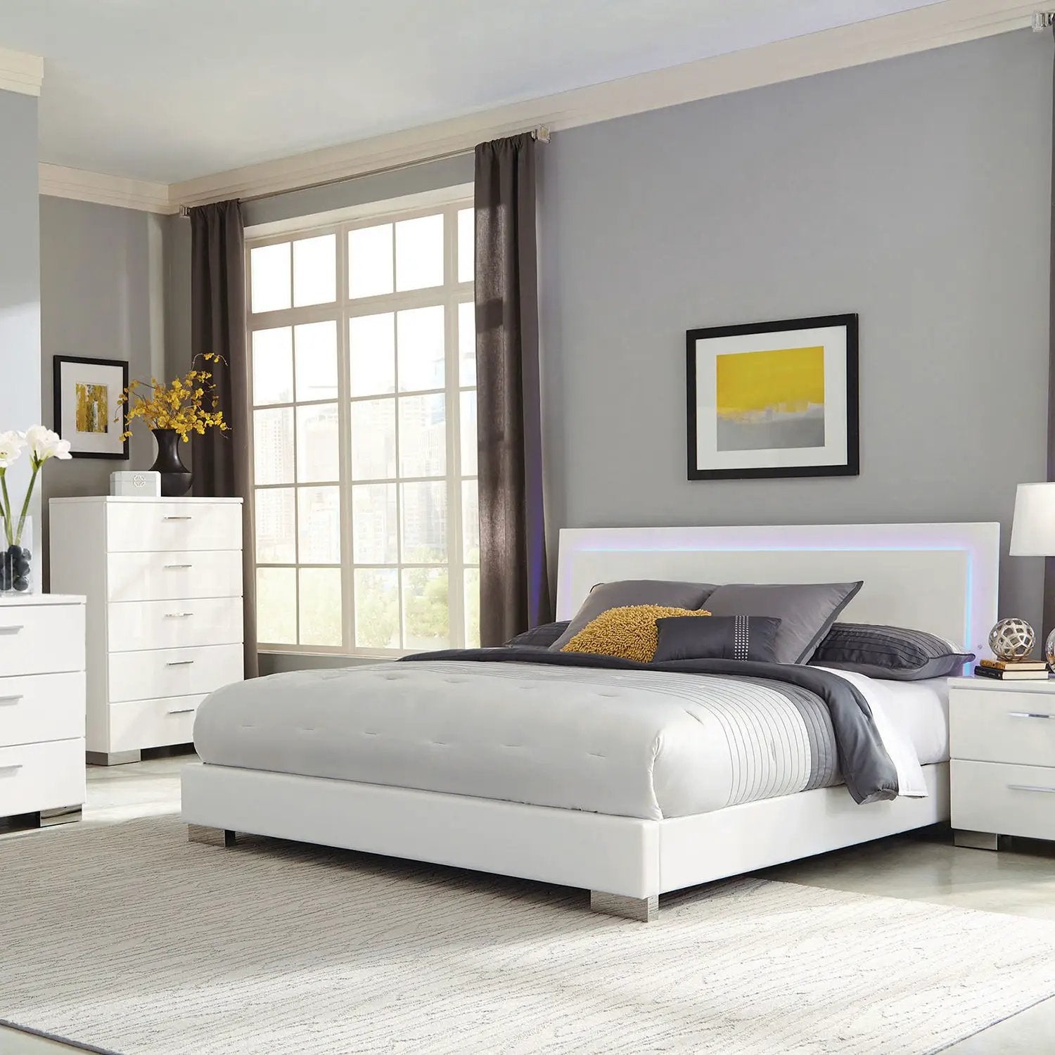 Dulcey - 6 Drawer Dresser With Accents, Bedroom Storage - Gloss White by HouseOfZazla