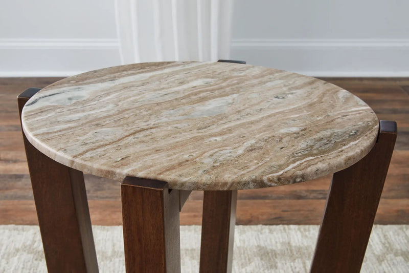 Tanidore - Round End Table - Warm Brown by Unique Piece Furniture