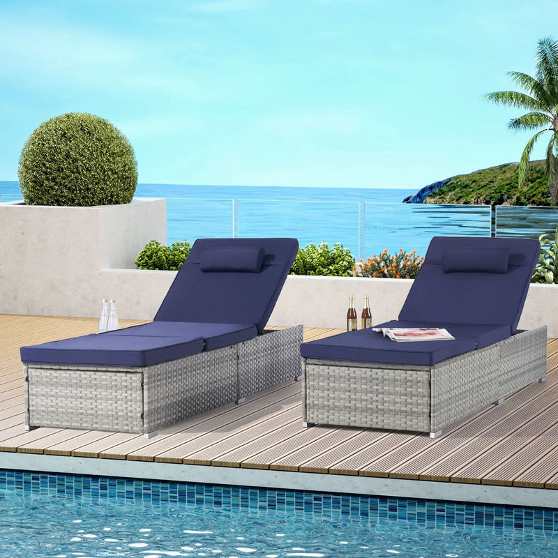 Outdoor Sofa Pe Rattan Furniture Deck Chair - Gray by HouseOfZazla