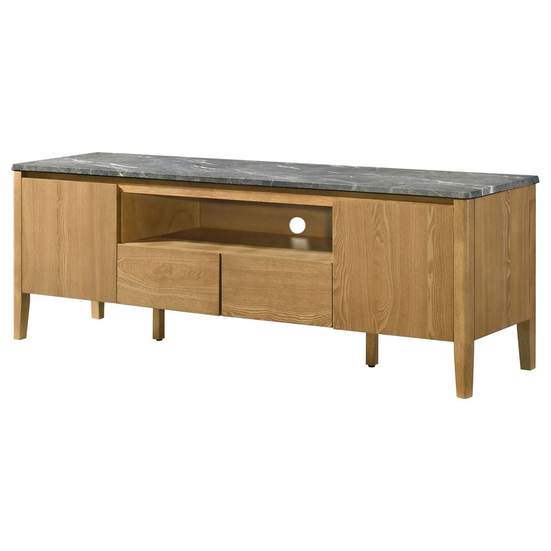Bradley 63-inch 2-Door SmartTop TV Stand Grey and Natural by Unique Piece Furniture