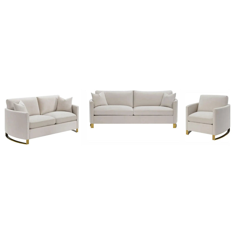 Corliss 3-piece Upholstered Arched Arm Sofa Set Beige by Unique Piece Furniture