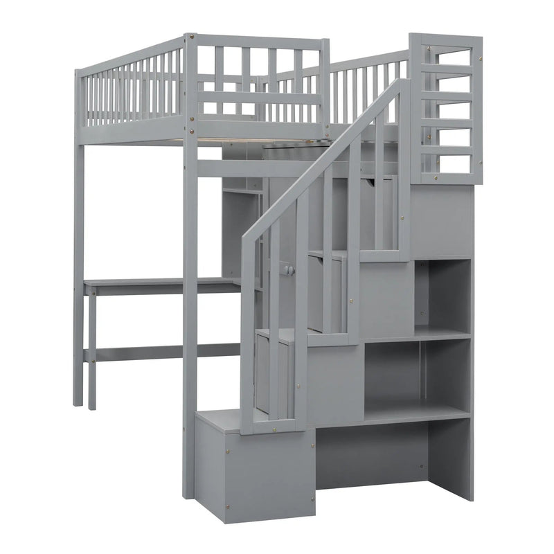 Loft Bed With Bookshelf, Drawers, Desk, And Wardrobe by HouseOfZazla