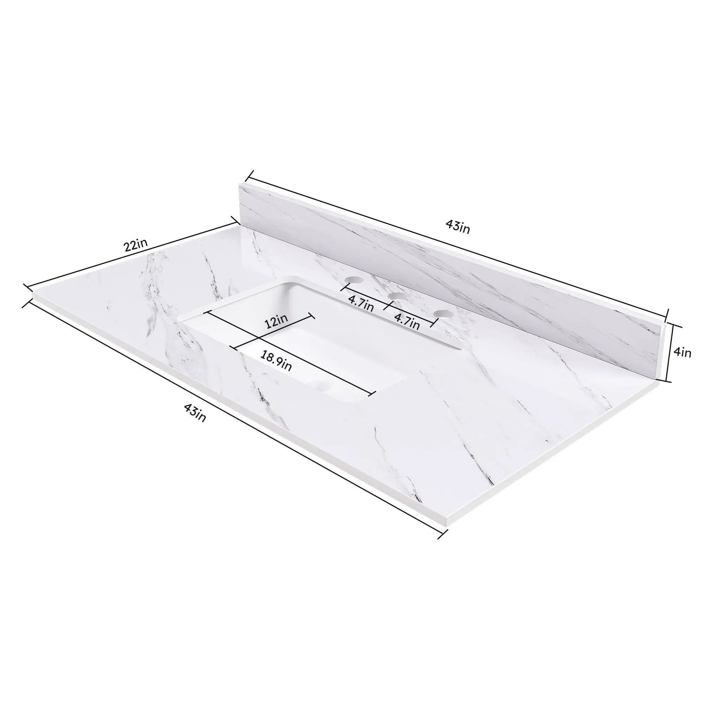 Bianco Carrara Venato Elegant Marble Vanity Top, Bathroom Vanity With Undermount Sink, Sintered Stone by HouseOfZazla