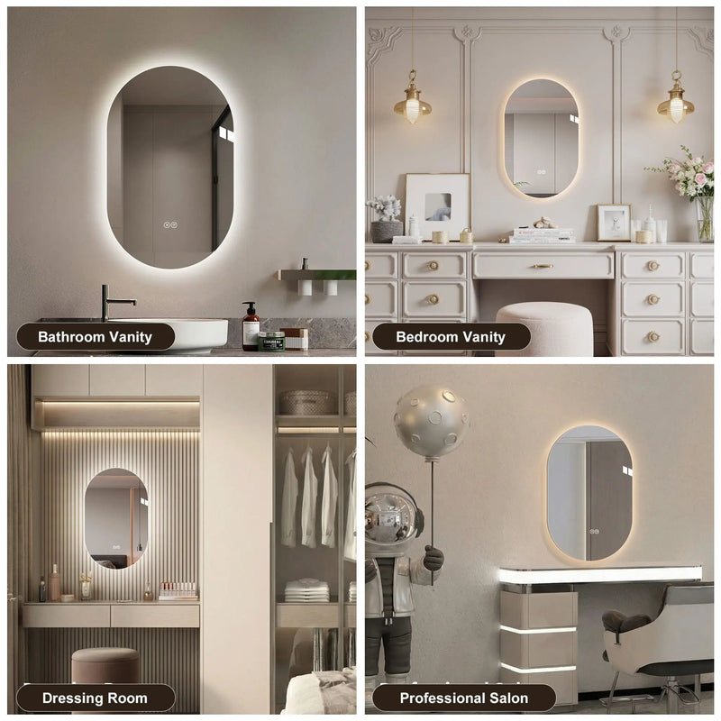 Smart Wall Mounted LED Touch Screen Mirror With Anti-Fog Function And Adjustable Lighting by Unique Piece Furniture