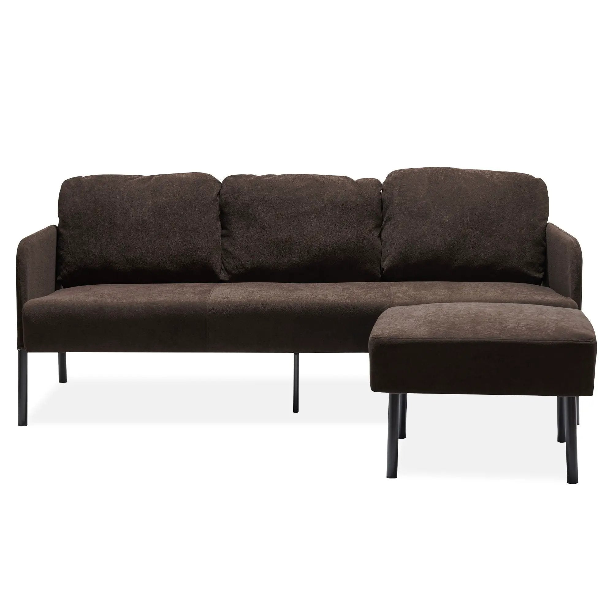 Modern L Shaped 3 Seater Sofa With Ottoman, Upholstered Couch For Small Spaces by Unique Piece Furniture