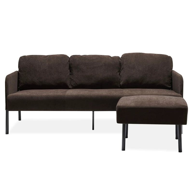Modern L Shaped 3 Seater Sofa With Ottoman, Upholstered Couch For Small Spaces by Unique Piece Furniture