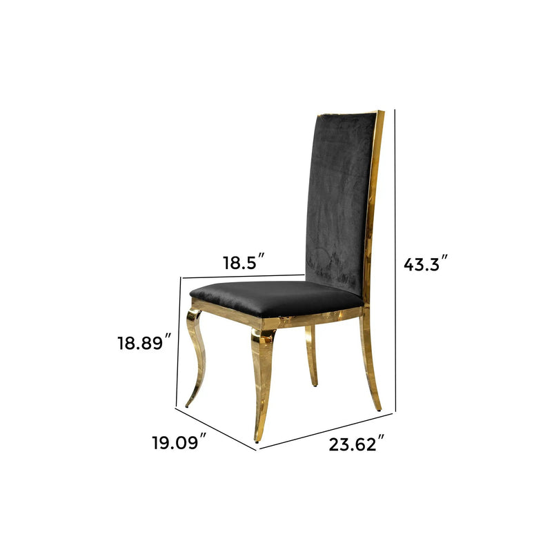 Dining Chair (Set of 2) With Unique Backrest Stainless Steel Legs - Gold by Unique Piece Furniture