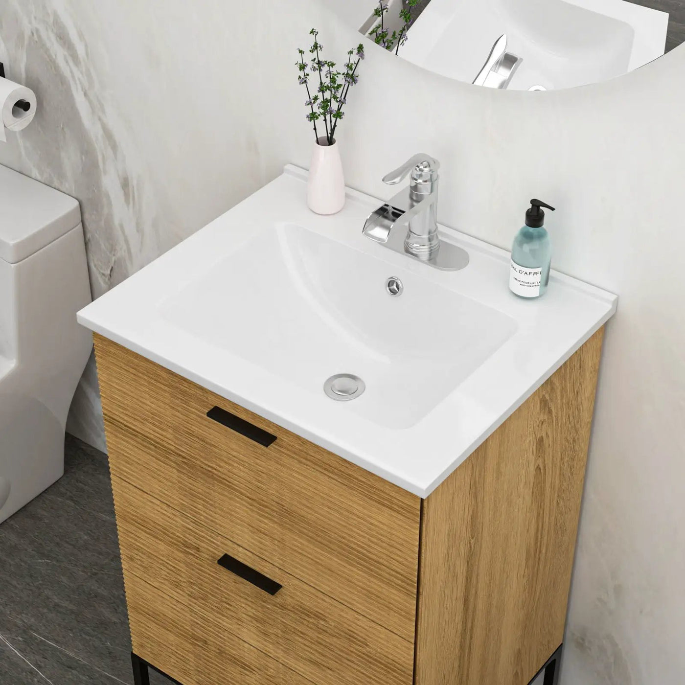 Rectangular Single Vanity Top With 1 Faucet Hole And Overflow Ceramic by HouseOfZazla