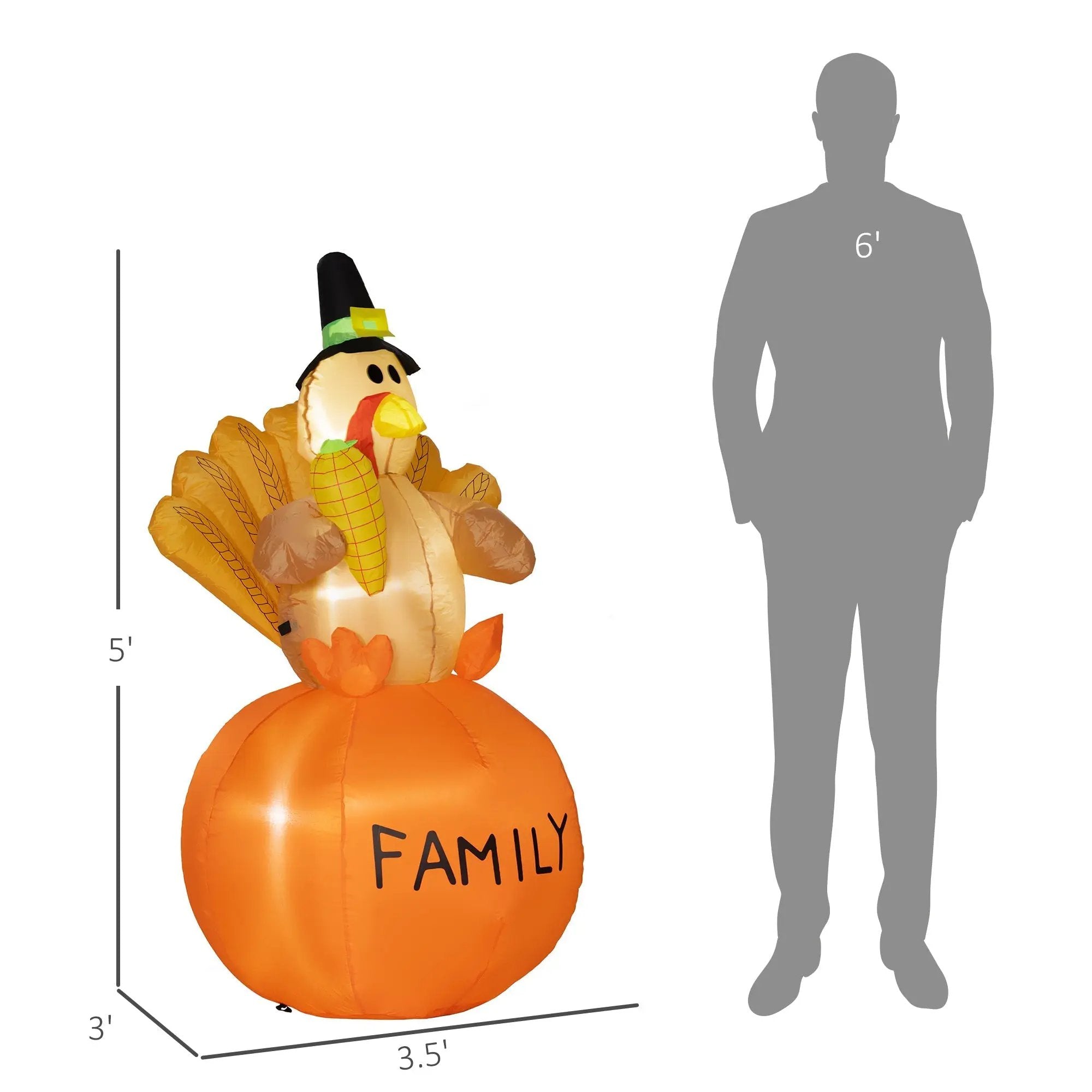 Inflatable Thanksgiving Turkey LED Display for Garden Indoor Outdoor by HouseOfZazla