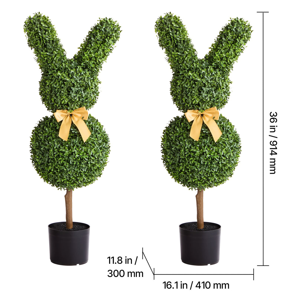 Artificial Topiary Bunny-Shape Boxwood Ball Set with Realistic Faux Foliage - Green, photo 8 of 10