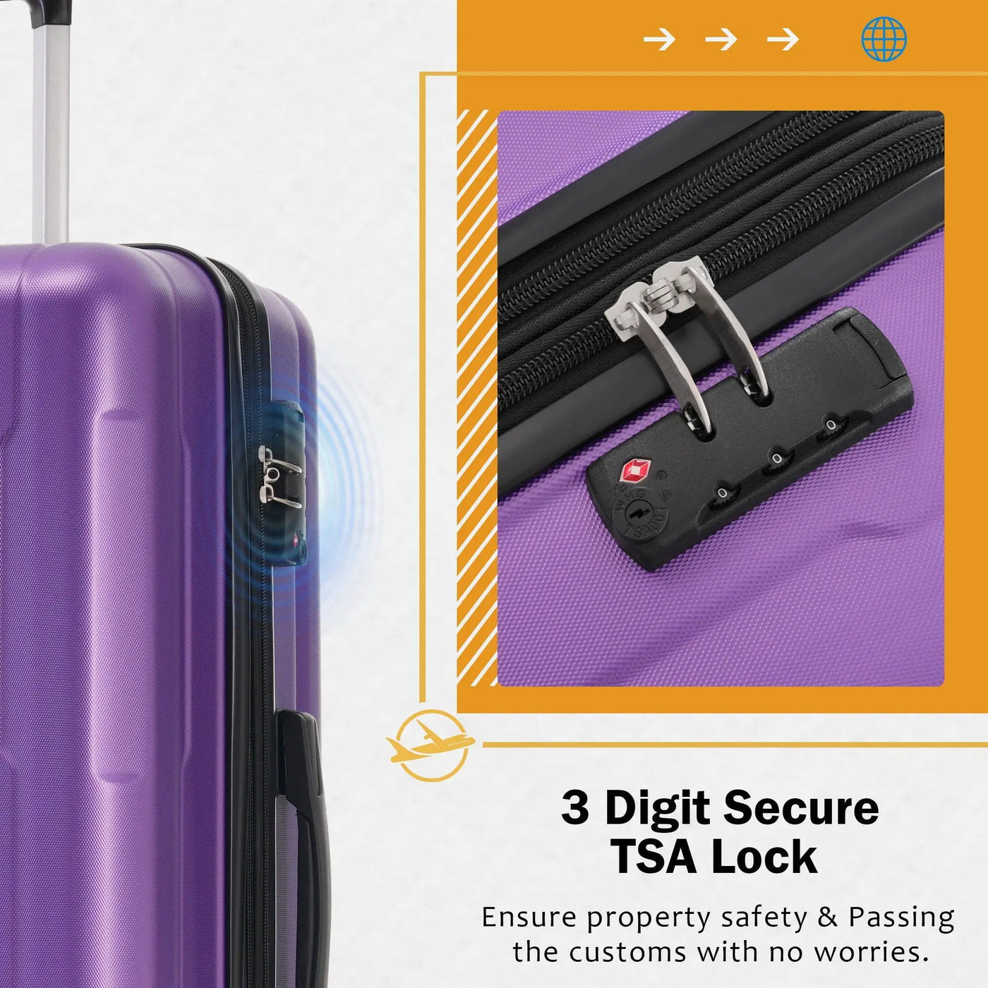 2 Piece Luggage Set With Bags Expanable Spinner Wheels ABS Lightweight Suitcase With Tsa Lock 20" / 28" by HouseOfZazla