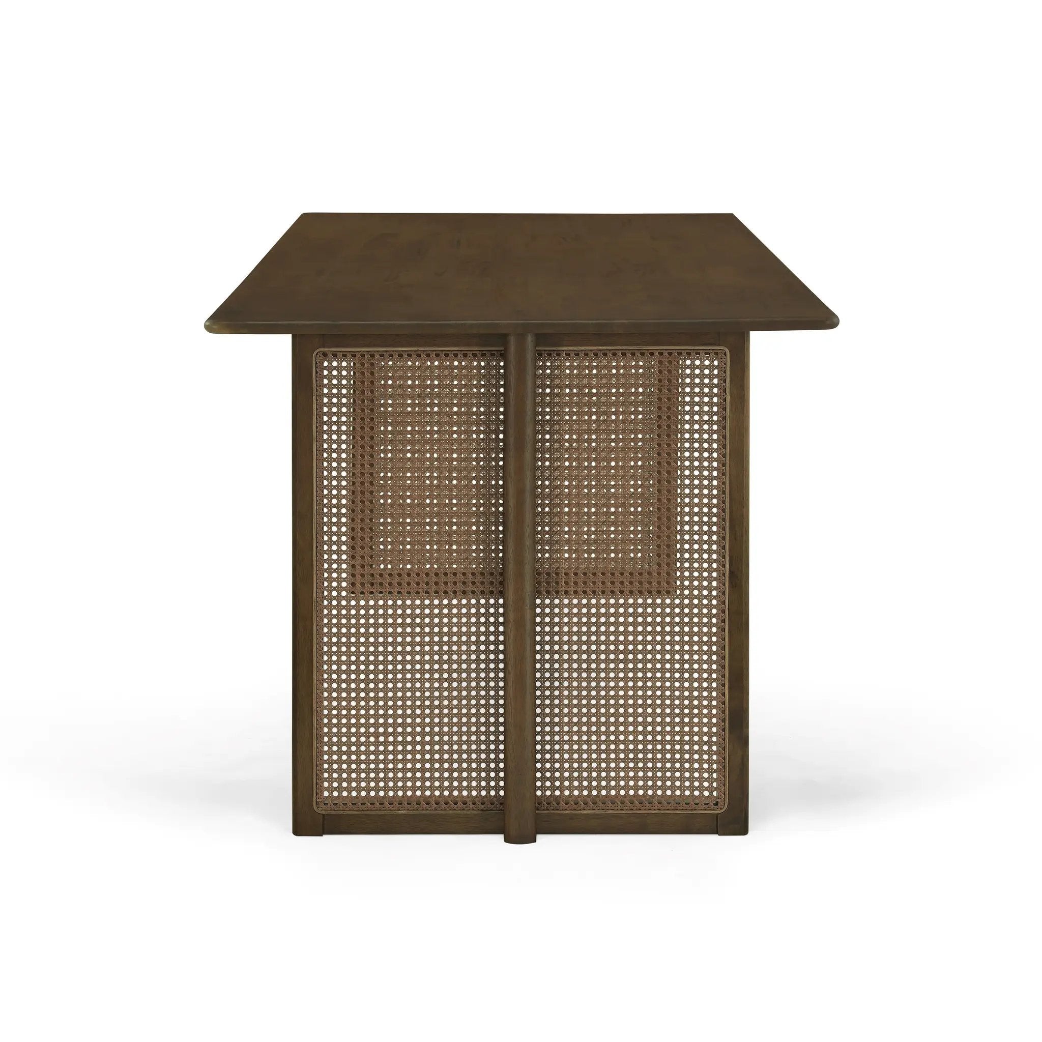 Walnut-Colored Rubber Wood Dining Set with Plastic Rattan by HouseOfZazla