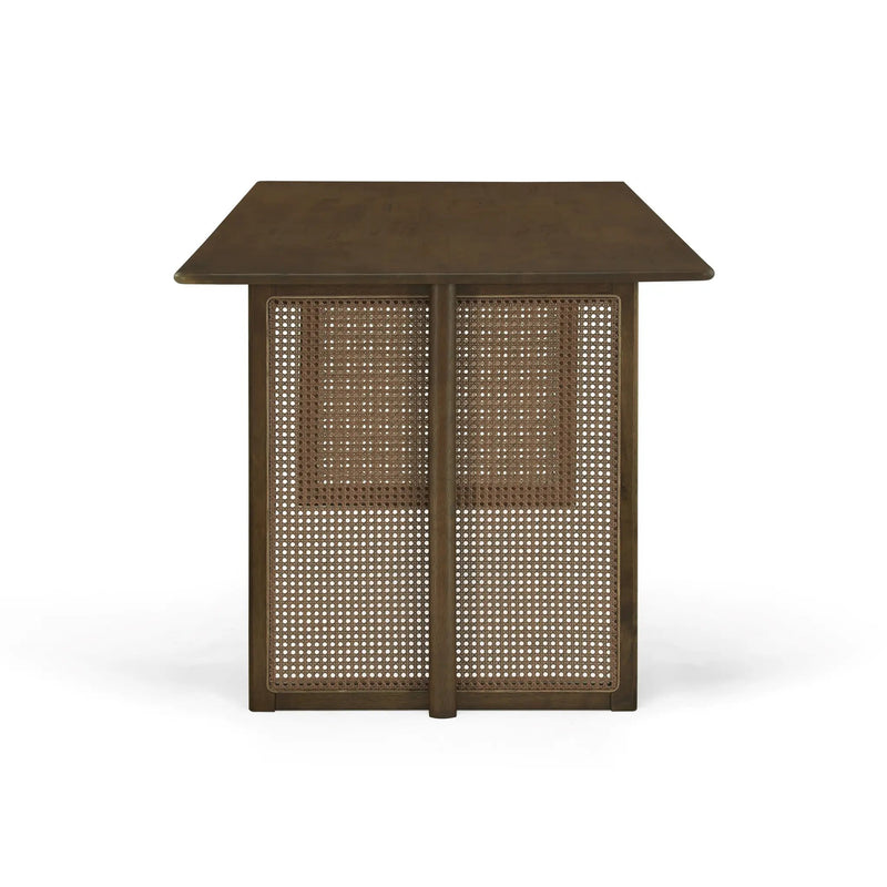 Walnut-Colored Rubber Wood Dining Set with Plastic Rattan by HouseOfZazla