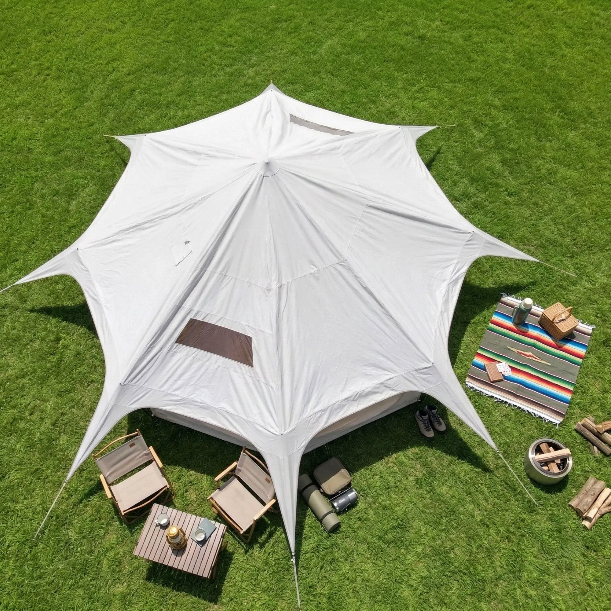 600D Oxford Bell Tent 14.8ft x 9.2ft with Stove Jack by HouseOfZazla
