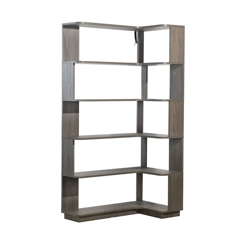Freestanding Corner Bookshelf For Living Room - Dark Brown by HouseOfZazla