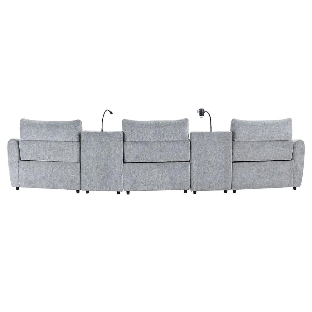 Fullar - Modular Power Motion Armless Recliner - Light Gary Chenille by Unique Piece Furniture