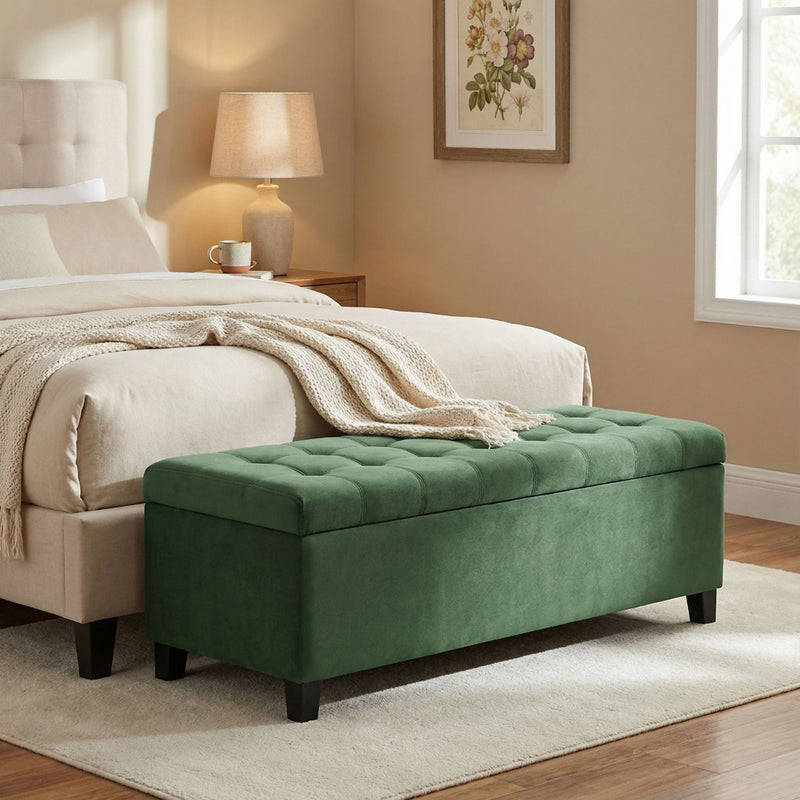Upholstered Storage Ottoman Bench, Foot Rest For Bedroom by HouseOfZazla