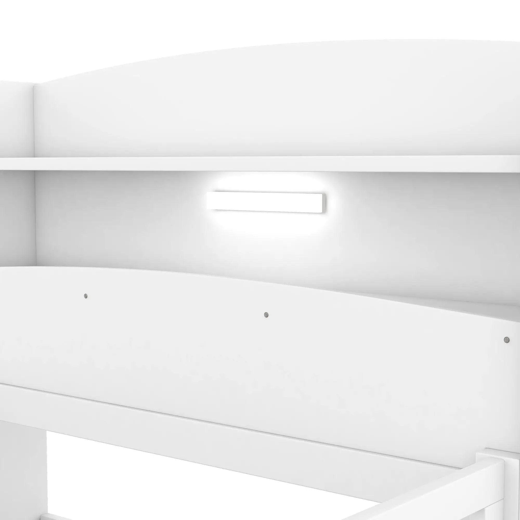 Wood Platform Bed With Built In LED Light, Storage Headboard And Guardrail by Unique Piece Furniture