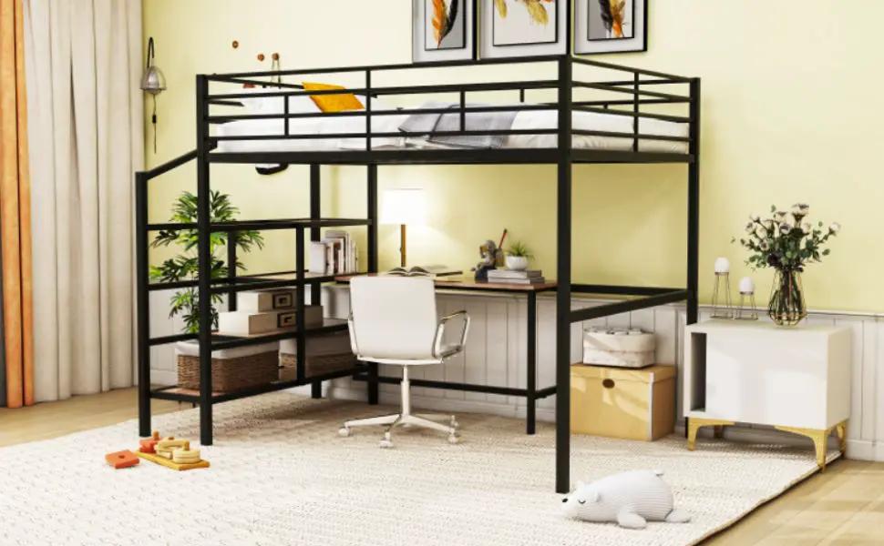 Loft Bed With Desk And Lateral Storage Ladder by HouseOfZazla
