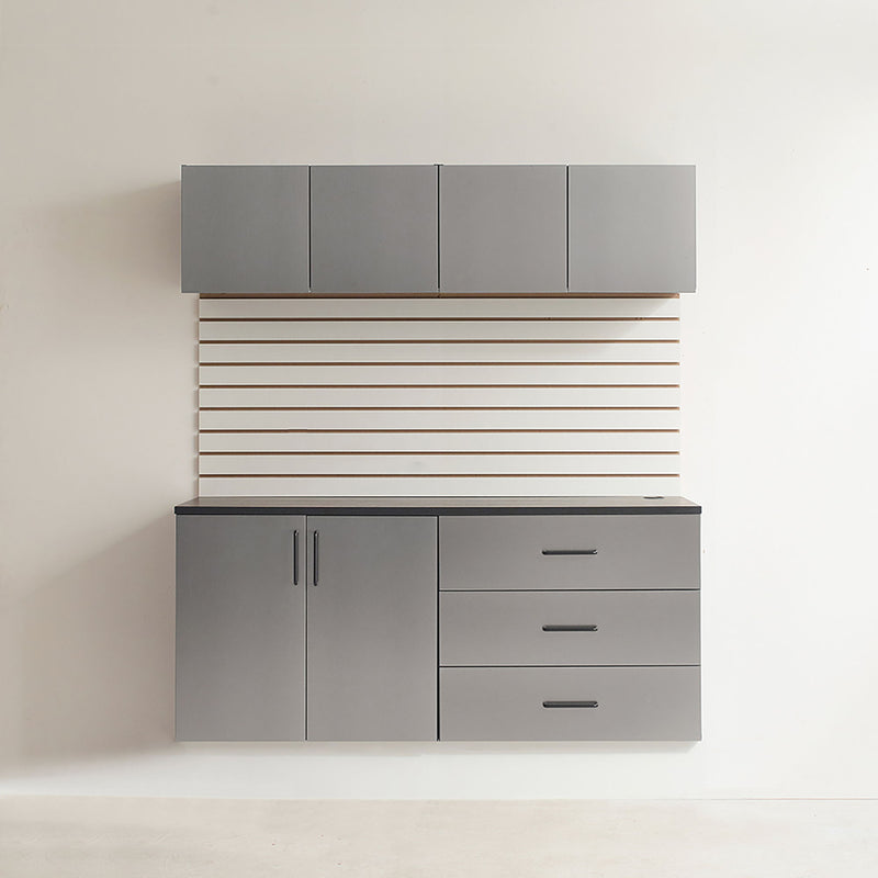 Astro Series - Garage Cabinet Set C With Soft Closing Drawers - Metallic Gray by HouseOfZazla