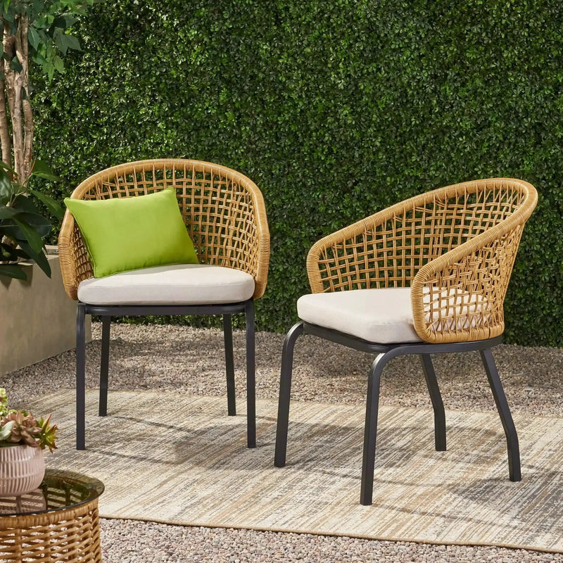Outdoor Wicker Chair With Powder-Coated Iron Legs by HouseOfZazla