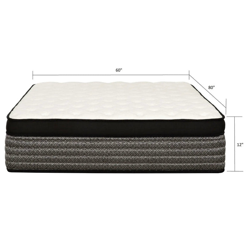 12" Premium Hybrid Mattress In A Box Soft Gel Memory Foam Top With Cooling Technology - Gray / White - Queen by Unique Piece Furniture