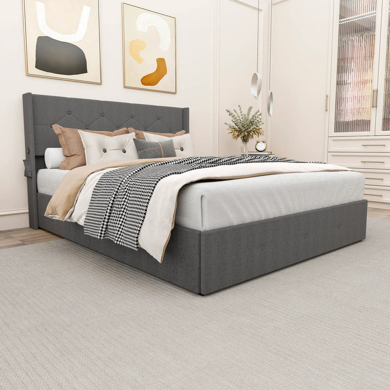 Bed With Gas Lift Storage, USB Ports by HouseOfZazla