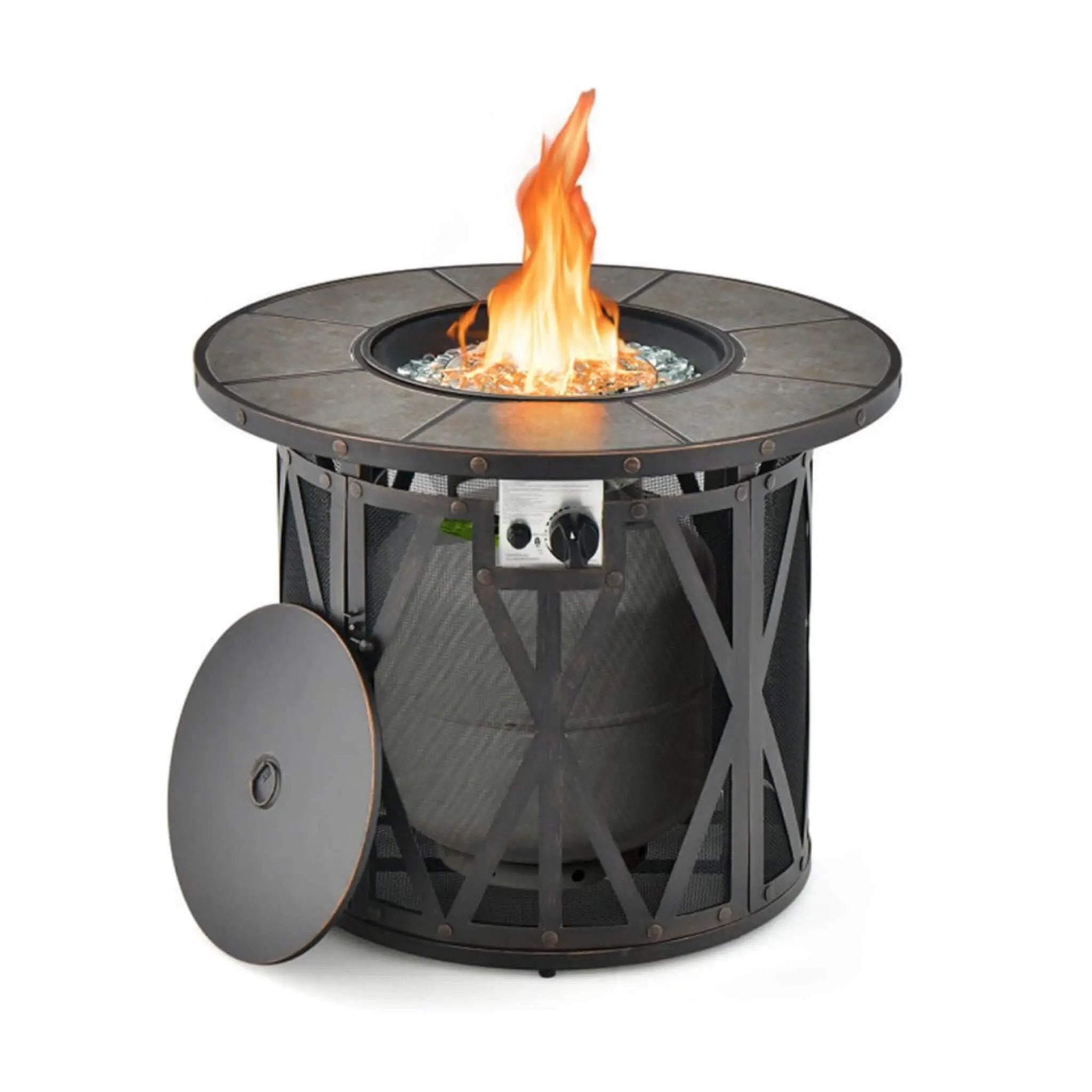 Alora 30-Inch 30K BTU Premium Outdoor Patio Gas Fire Pit Table With Fire Glass And Cover (SAK17432) by SAKSBY WHOLESALE