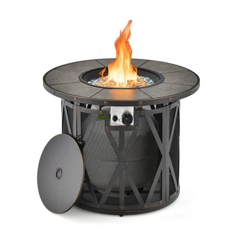 Alora 30-Inch 30K BTU Premium Outdoor Patio Gas Fire Pit Table With Fire Glass And Cover (SAK17432) by SAKSBY WHOLESALE