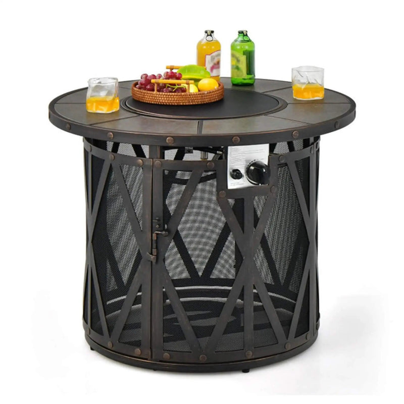 Alora 30-Inch 30K BTU Premium Outdoor Patio Gas Fire Pit Table With Fire Glass And Cover (SAK17432) by SAKSBY WHOLESALE