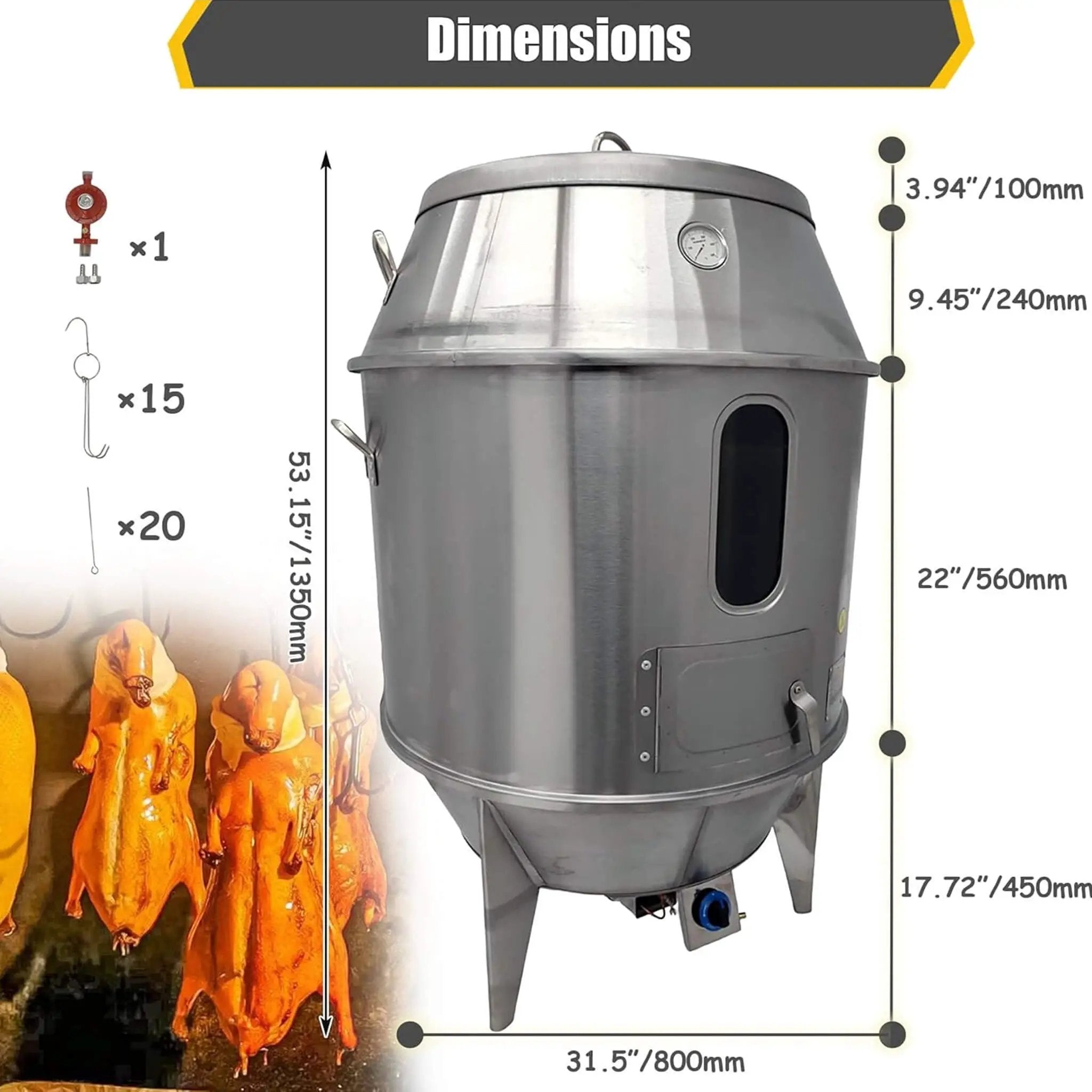 31-Inch Stainless Steel Commercial LPG Roaster Grill Oven For Chicken, Duck, And Turkey (SAK63597) by SAKSBY WHOLESALE
