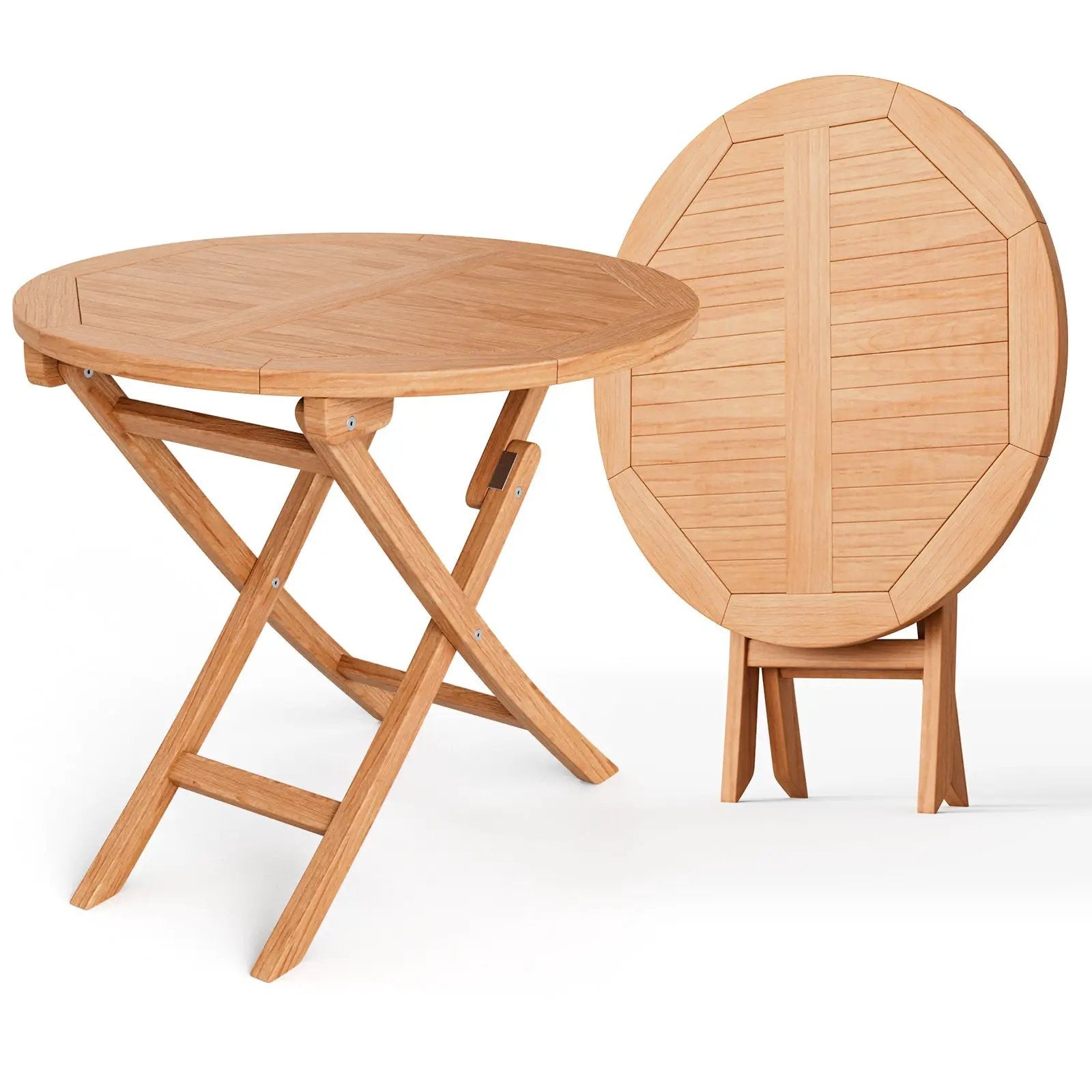 31.5 Inch Folding Patio Indonesia Teak Wood Round Coffee Table by DirectDeals