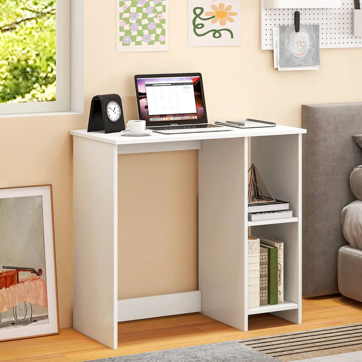 31.5 Inch Modern Home Office Desk with 2 Compartments by DirectDeals