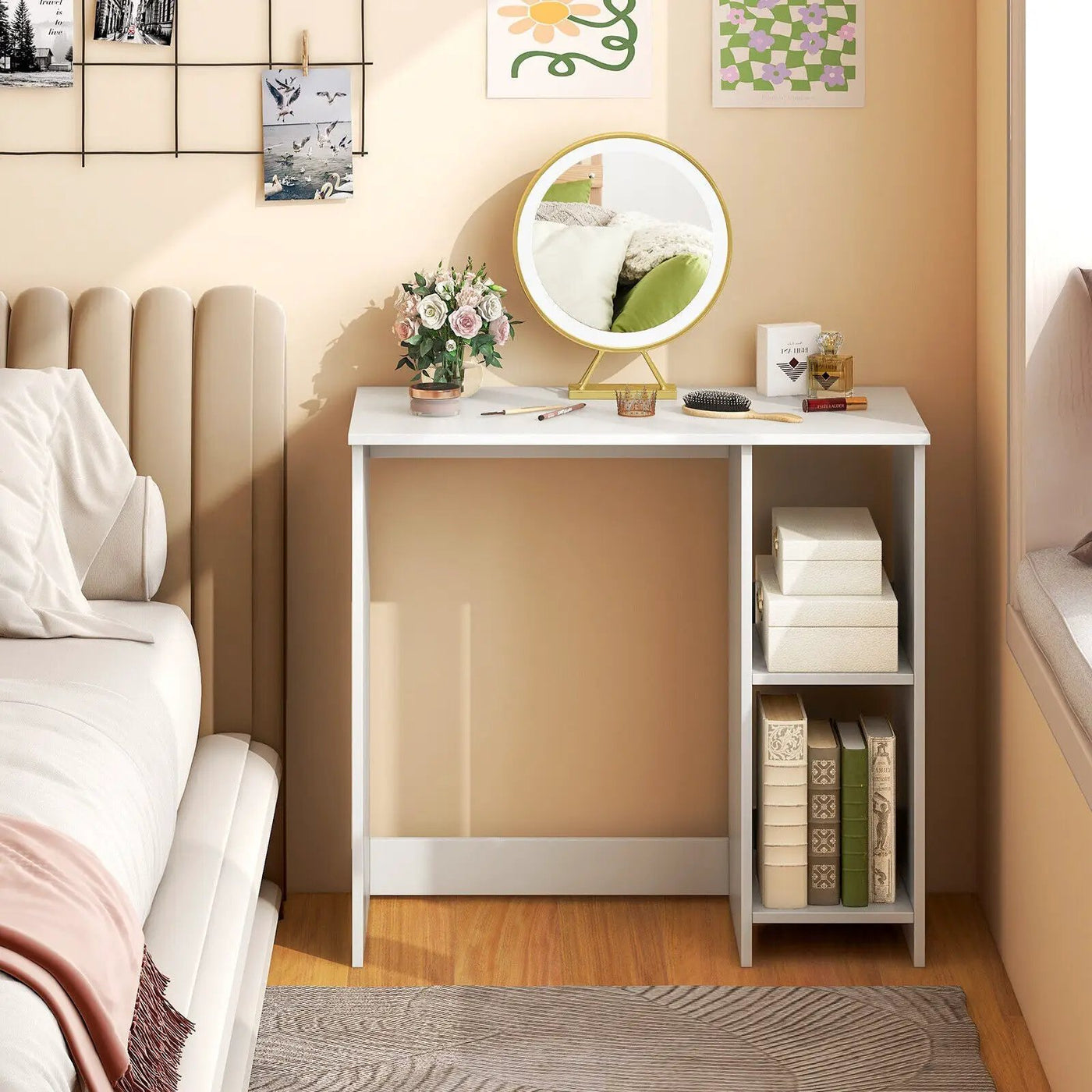 31.5 Inch Modern Home Office Desk with 2 Compartments by DirectDeals